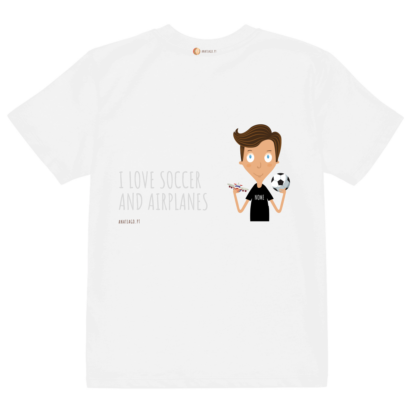 T-Shirt Menino "Two" - Ex. Adoro Futebol e Aviões