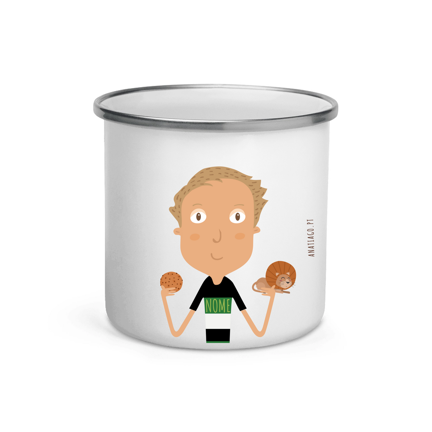 caneca personalizada para criares a tua personagem e escolheres o que mais gostas e o texto que preferires sugestão para crianças - menino - gosto de bolachas e do sporting