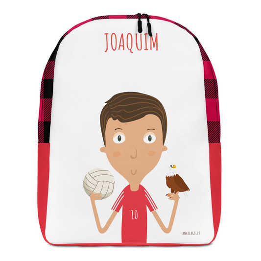 Backpack with a cartoon illustration of a boy to customize