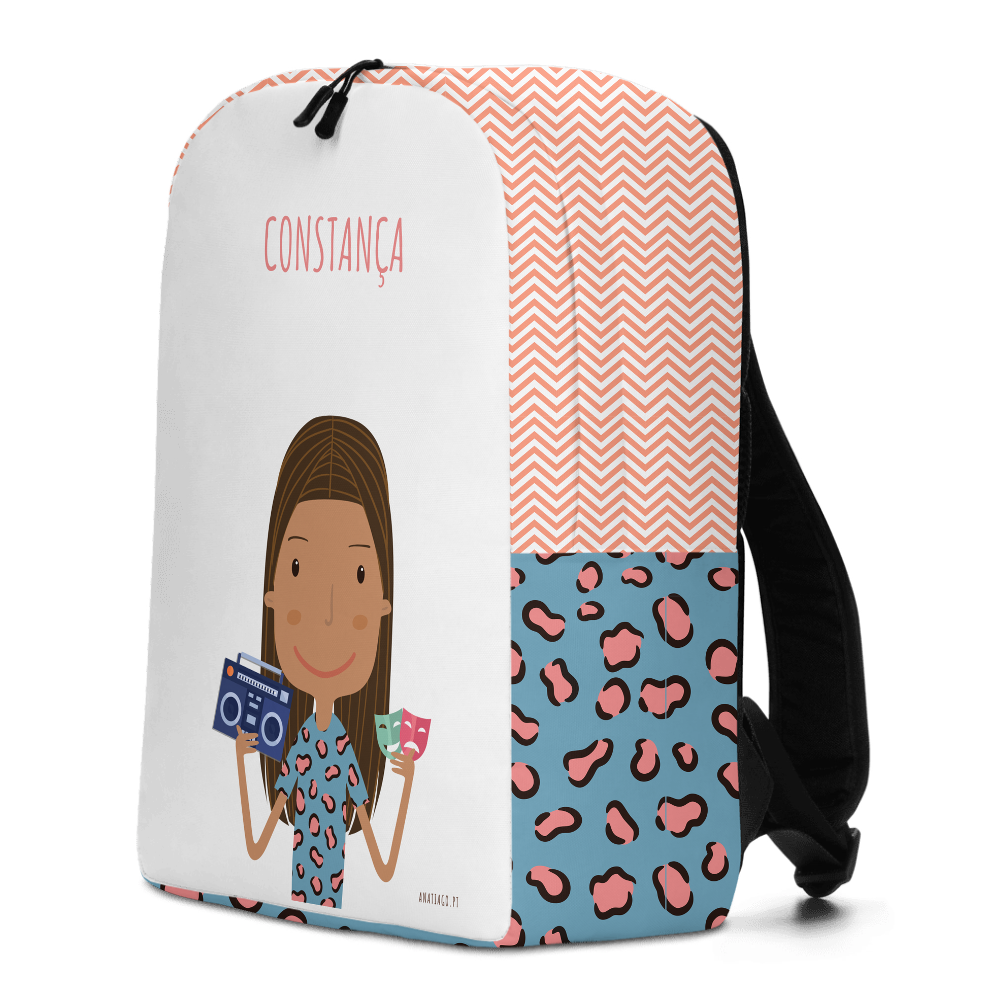 Personalized Backpack with a cartoon character and text to customize