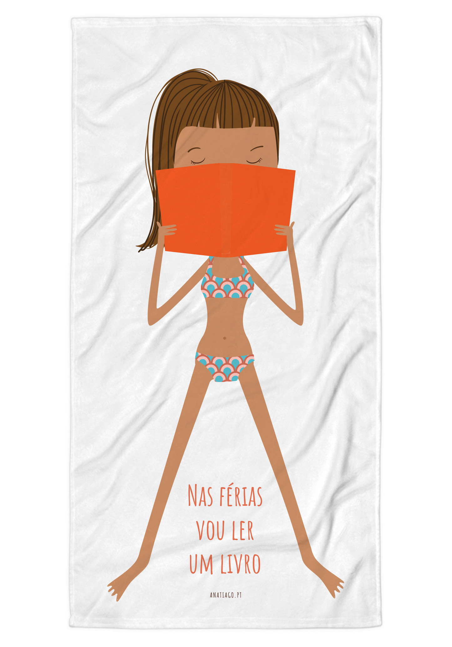 Personalized Beach Towel to personalize your own character - woman - reading a book in vacation - creative gifts Ana Tiago
