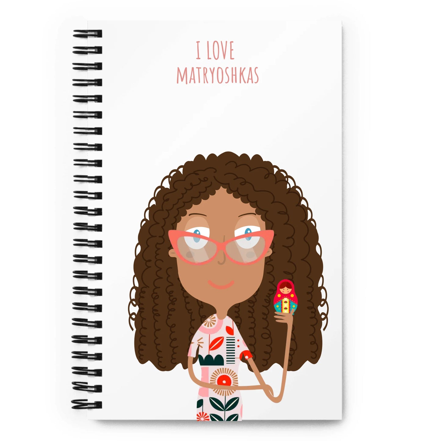Caderno de Notas Espiral Personalizado personagem Mulher - Ex. Adoro MatriosKas