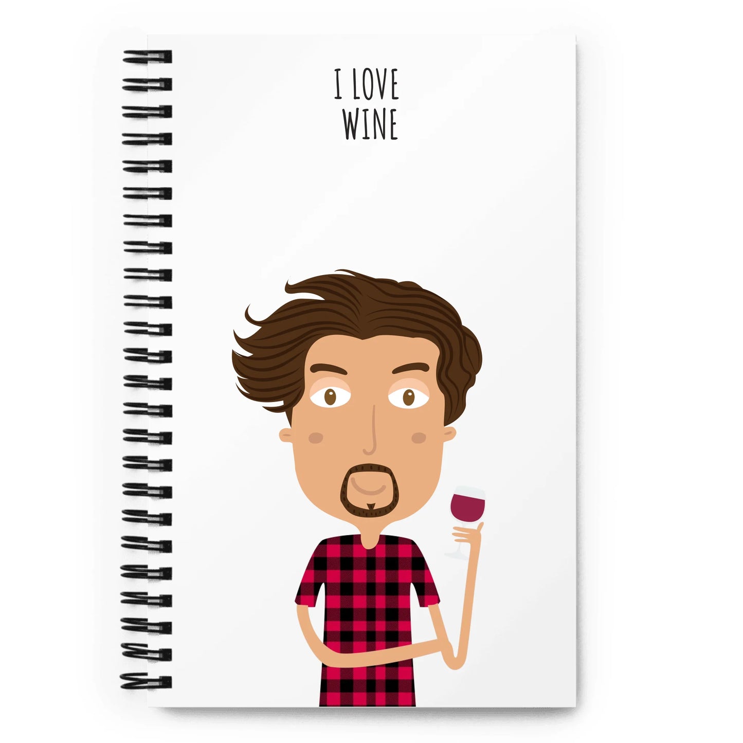 Caderno de Notas Espiral Personalizado Personagem Homem Ex. Adoro Vinho