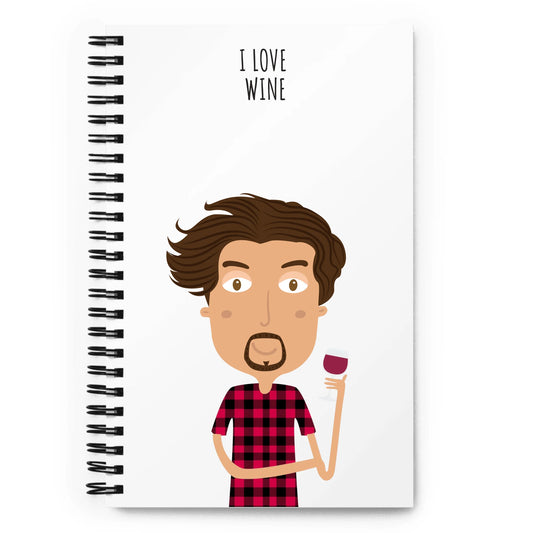 Caderno de Notas Espiral Personalizado Personagem Homem Ex. Adoro Vinho