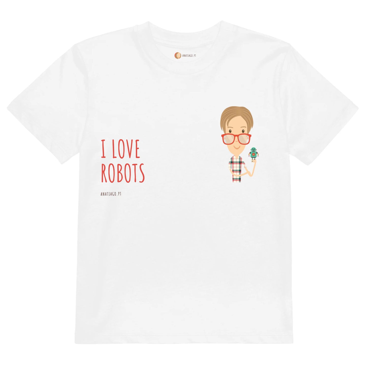T-Shirt Personalizada Personagem Menino - Ex. Adoro Robots