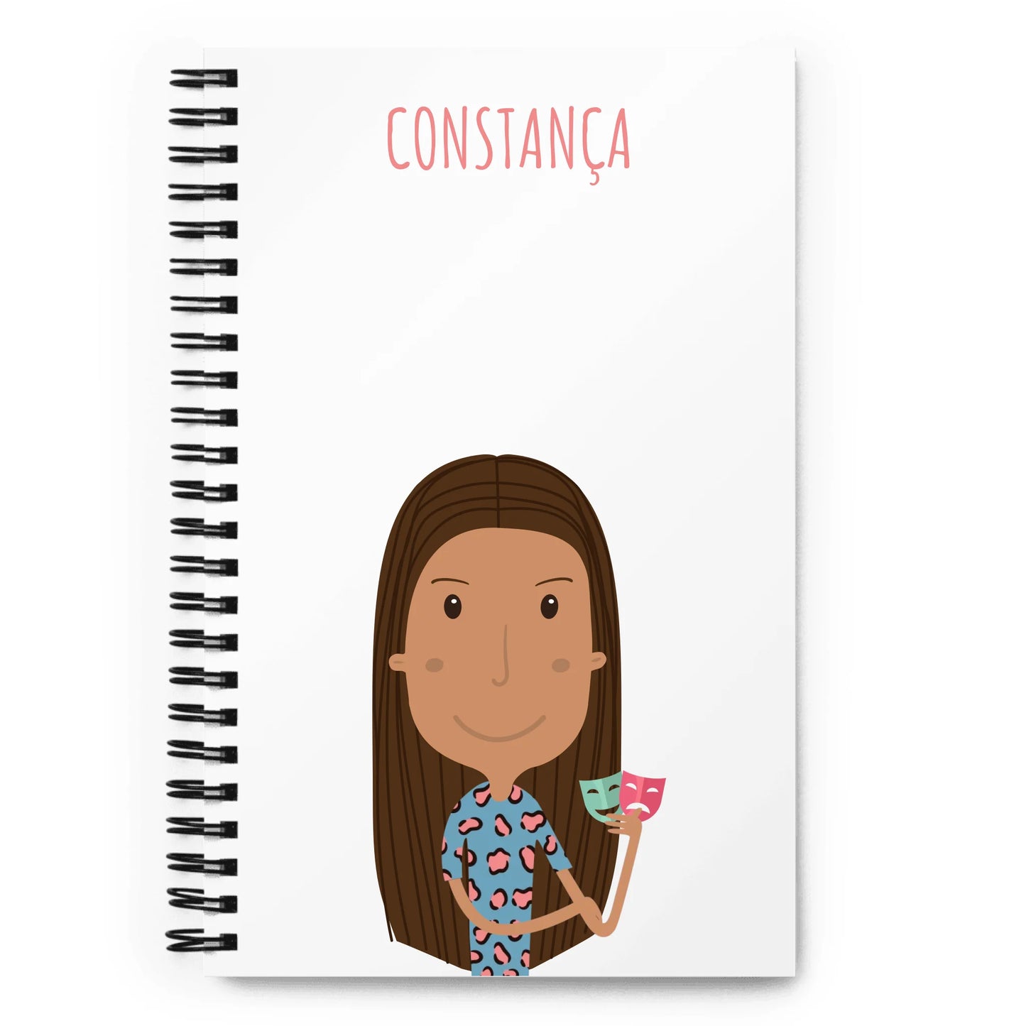 Caderno de Notas Espiral Personalizado Personagem Menina - Ex. Constança