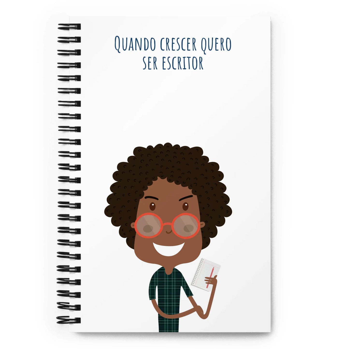 Caderno de Notas Espiral Personalizado personagem Menino - Ex. Adoro escrever