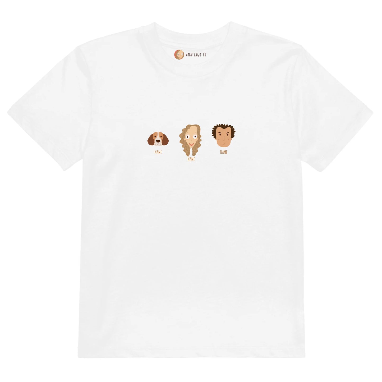 T-shirt Personalizada para Crianças Família 3-6 Personagens - Ex. 3