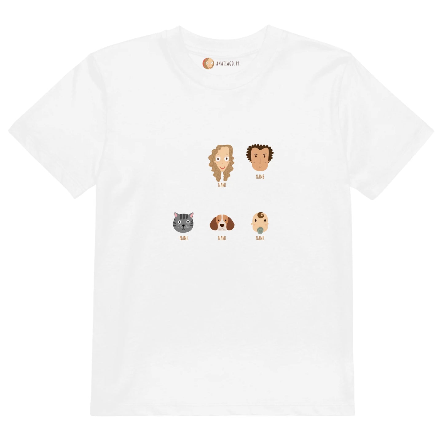 T-shirt Personalizada para Crianças Família3-6 Carateres - Ex. 5
