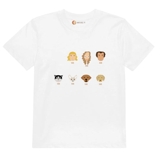 T-shirt Personalizada para Crianças Família 4-8 Personagens - Ex. 7