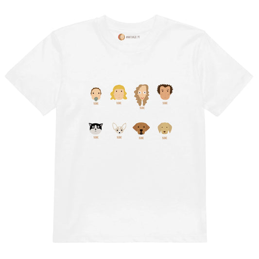 T-shirt Personalizada para Crianças Família 4-8 Personagens - Ex. 8