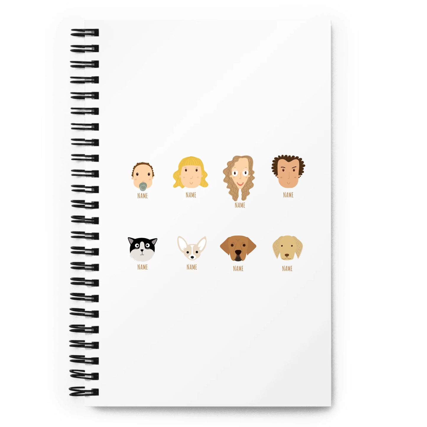 Personalized Spiral Note Book Family - 4-8 Character Ex. 8