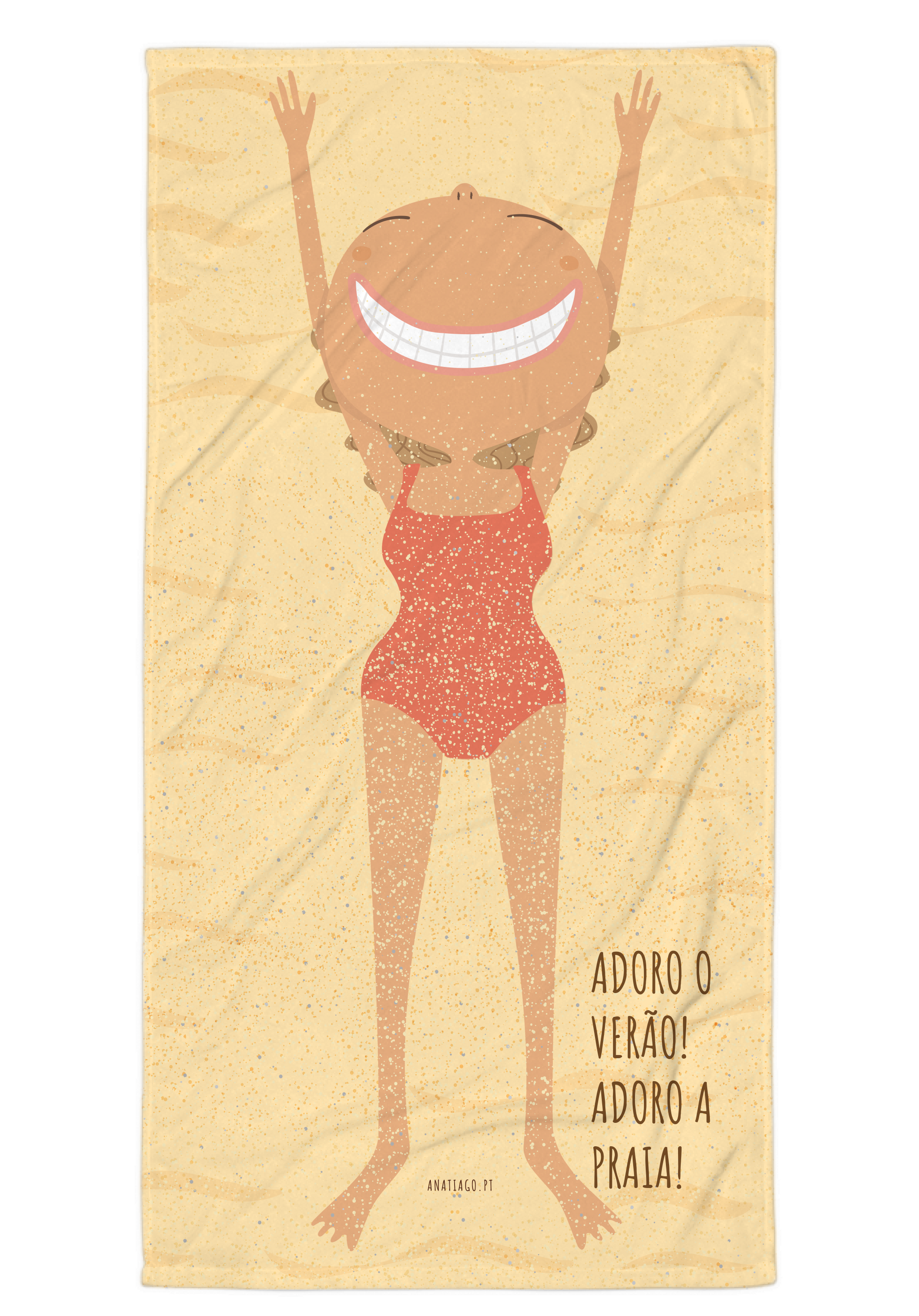 toalha de praia personalizada para personalizares a tua personagem - tema fazer um croquete na praia - presente criativo ana tiago