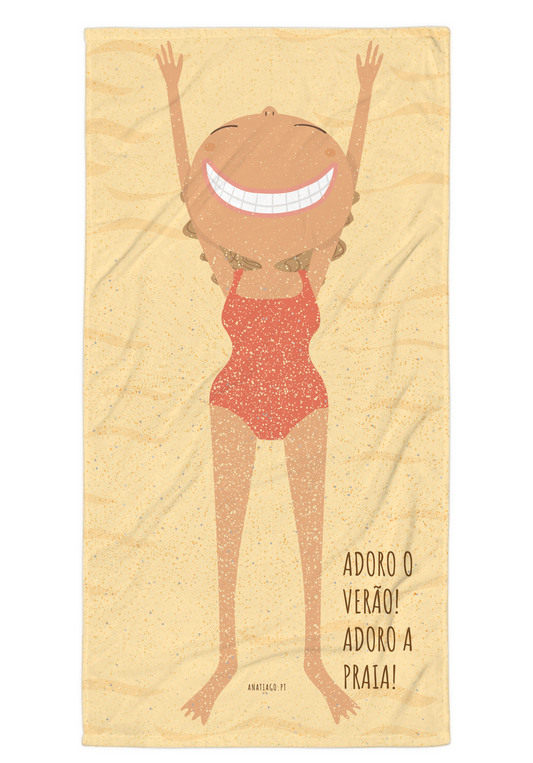 toalha de praia personalizada para personalizares a tua personagem - tema fazer um croquete na praia - presente criativo ana tiago