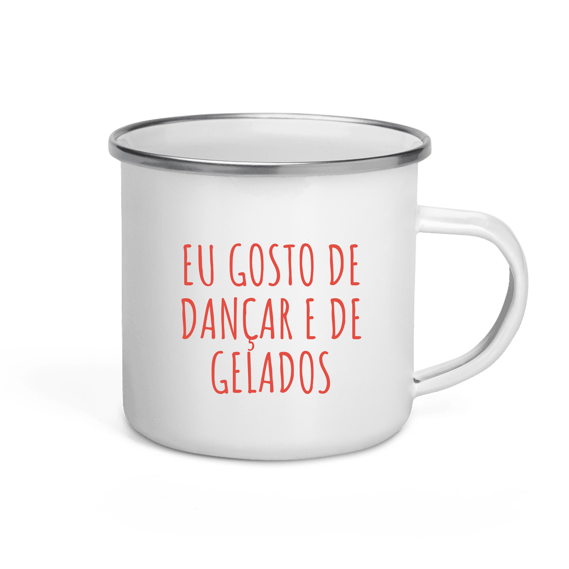 White mug with red text on a white background to customise love dance and ice cream