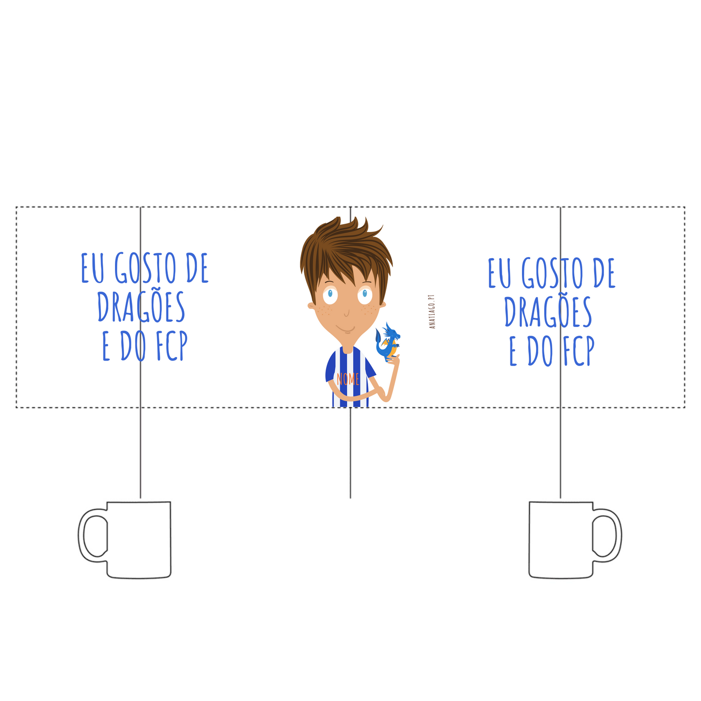 Taza Niño "Uno" - Ejemplo: FCP y Dragones