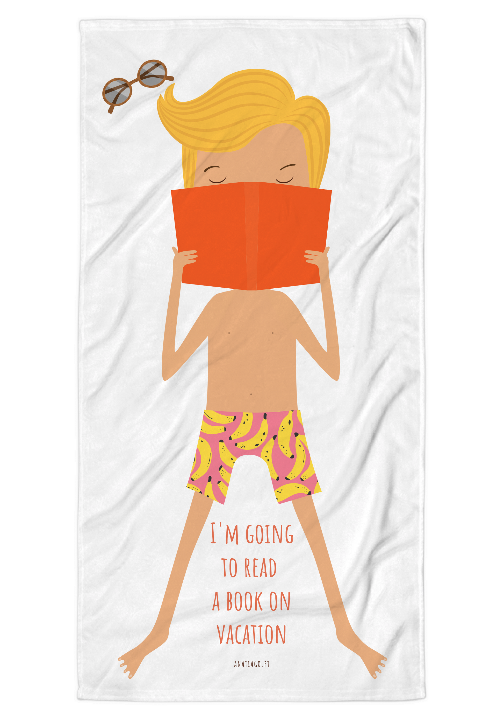 toalha de praia personalizada para personalizares a tua personagem - tema -homem - nestas férias vou ler um livro- presente criativo ana tiago